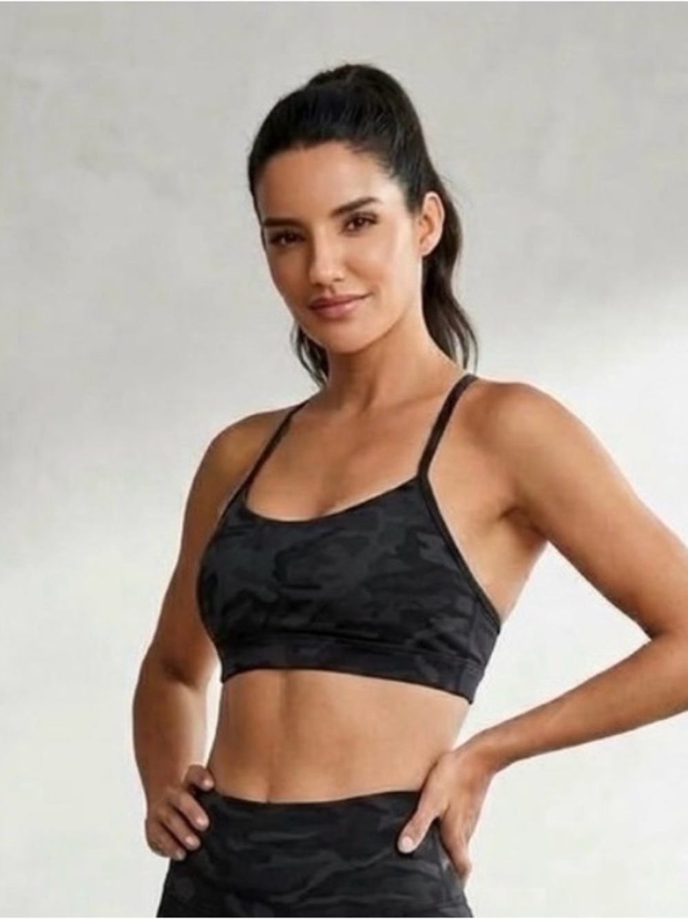 Lululemon Flow Y Black Camo Sports Bra